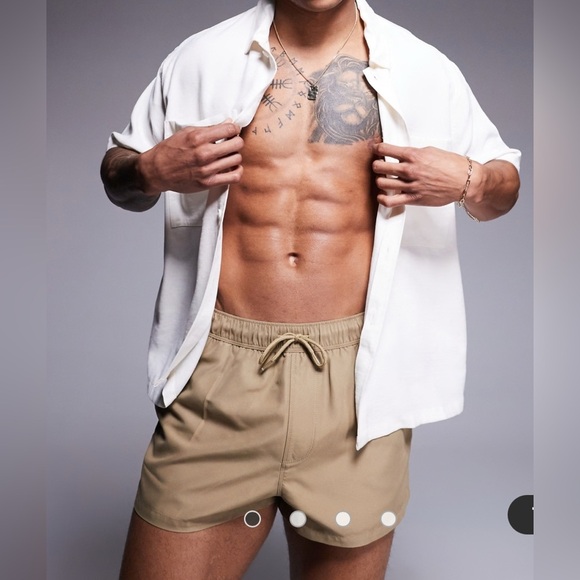 ASOS DESIGN swim shorts in super short length in stone Size L NWOT - Picture 1 of 13